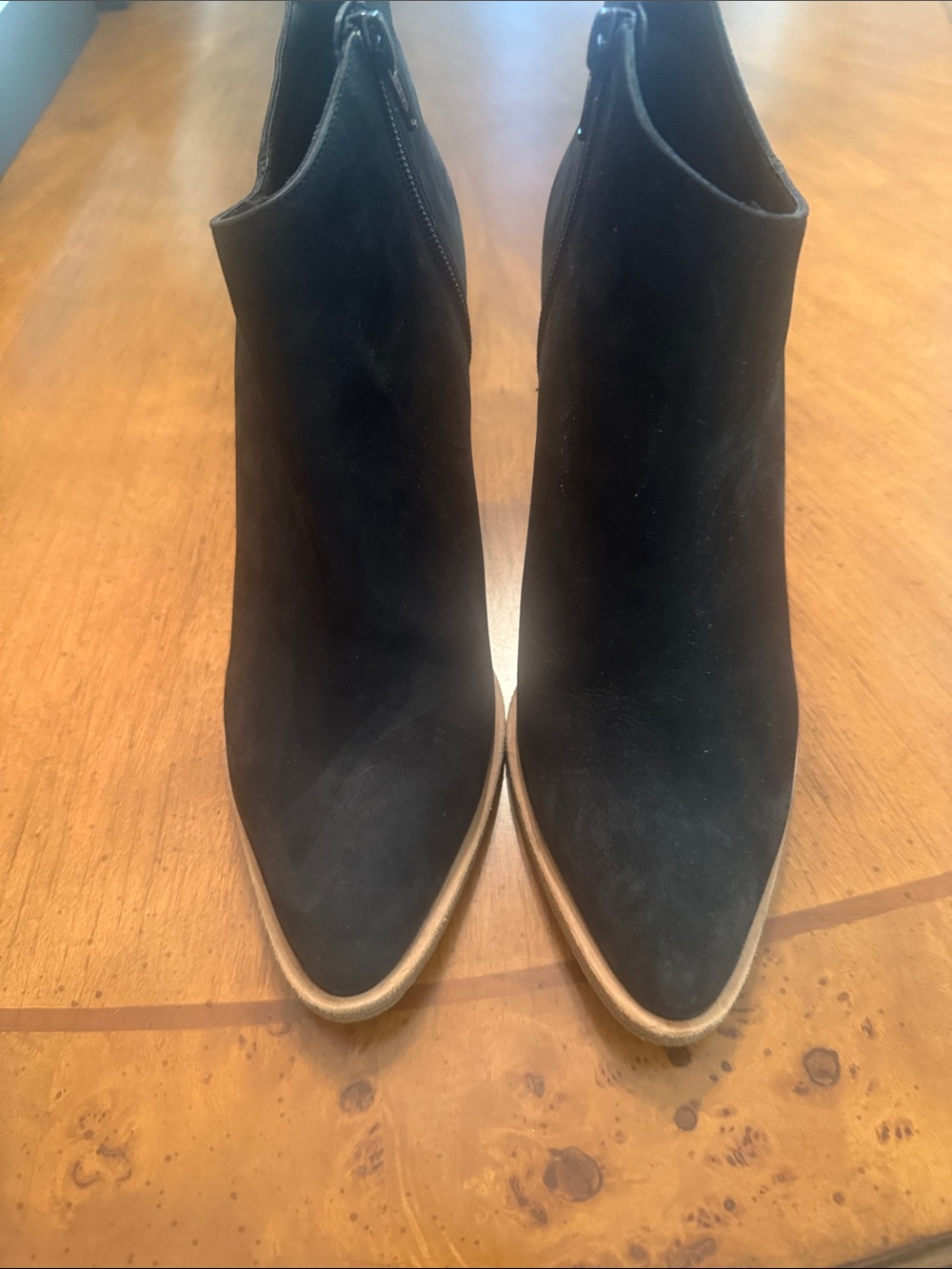 Vince Women's Black Suede Pointed Toe Ankle Booties